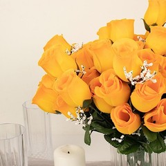 84 Orange SILK ROSE BUDS Wedding Party Flowers Bouquets Decorations on SALE