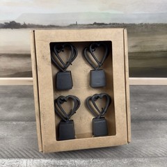 Pottery Barn Interlocking Hearts Place Card Holders Set/4 Black NIB OB