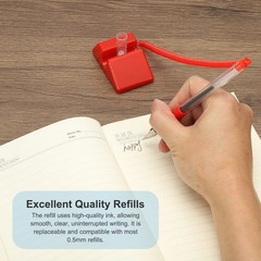 6 Pcs Secure Pen with Adhesive Chain and Security Pen Holder, Red