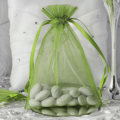 25PCS Green Organza Bags 5×7 inches – Sheer Mesh Jewelry Pouches, Sage Green Org