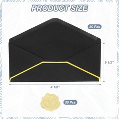 Envelopes 4 1/8 x 9 1/2 inch with gold edge, for 50 packs V-wing black