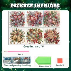 DIZAKIM 6 Pieces Christmas Theme Design Diamond Painting Greeting Card Set, D…