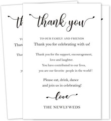 Giftideaworkshop 50 Pcs Wedding Thank You Place 50 Count (Pack of 1), White