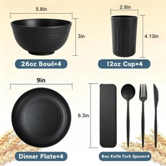 Pyrmont Dinnerware Set Wheat Straw Bowls And Plates Set Unbreakable Kitchen