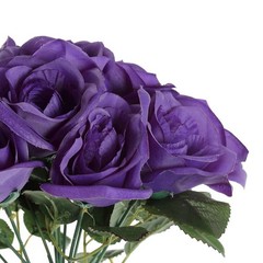 PURPLE 12″ tall Velvet Roses ARTIFICIAL FLOWERS Bouquet Party Events Decorations