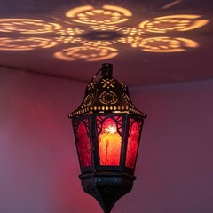 DECORKEY Lantern Decorative Indoor & Outdoor, 13.6’’ Moroccan Style Purple