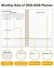 2026-2028 Monthly Planner – 36 Month PLanner Calendar from January 2026 to De…