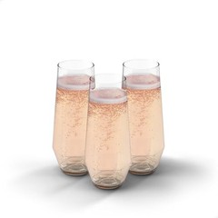 POP 9 oz. Diamond Plastic Champagne Flute Set – Clear Plastic Set of 12