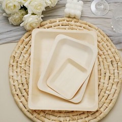 5″ x 4″ Natural Sustainable Bamboo Mini Rectangular Plates Disposable Tableware