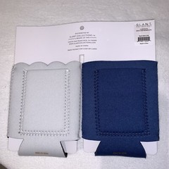 Mr. & Mrs. Koozies Wedding NEW Navy White, Gold Script – With Pocket!