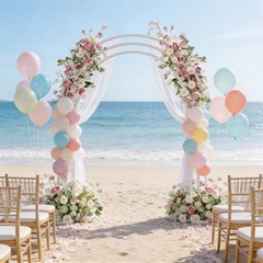 8.5FT Free Standing Arch Flower Stand 3 Poles Moon Door Archway Backdrop Decor