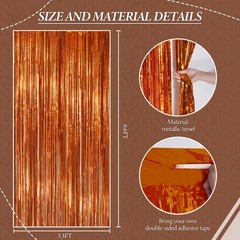 2 Pack Foil Fringe Backdrop – Bronze Shiny Tinsel Curtains for Party Decorati…