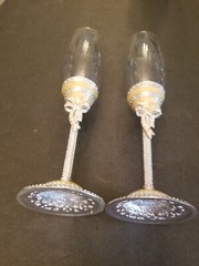 Nuptio Champagne Flutes Glasses 2pcs.Flute Enamel Wedding Crystal 9.75″tall