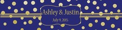 Gold Confetti On Navy Blue Wedding Anniversary Engagement Water Bottle labels