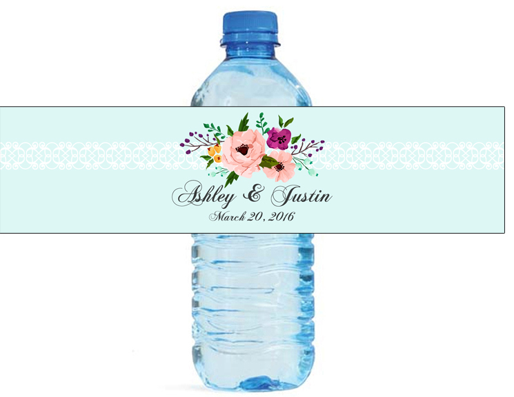 100 Soiree Theme Floral Wedding Water Bottle Labels Engagement Bridal Shower