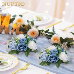 Dusty Blue & White Floral Centerpieces for Weddings and Party Table Decor