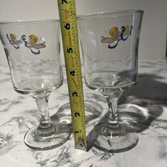 Vintage Bride And Groom Goblet Glasses Cherubs Retro Cupid Wedding Anniversary
