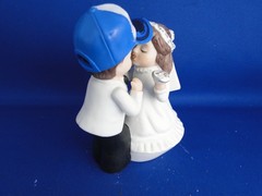 New Carolina Panthers Kissing Bride & Groom Wedding Cake Top figurine with cap