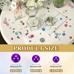 200 Pcs Pearl Bead for Vase Filler, 20/14/10mm Floating Beads(Dark Purple)