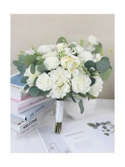 Rinlong 16.5 Inch Wedding Bouquets for Bride White Sage Green Bridal Bouquet …