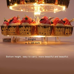 Durable Yellow 4-Tier Round Cake Stand Display with LED Lights for Celebrations