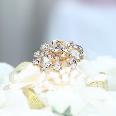 5 pcs Gold Metal Assorted Brooches Floral Pins Rhinestones Wedding Decorations