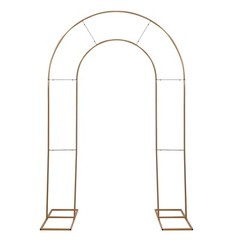 8 ft Gold Double Round Top Metal Floral Display Frame Arch Backdrop Stand Party