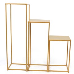 Gold Geometric Flower Stand Set of 3 – Elegant Wedding Decor Prop
