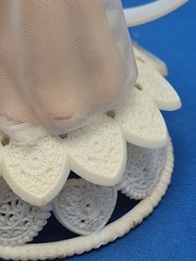 Bride & Groom 1950’s Wedding Cake Topper Lace Fabric Tulle Doves Rings