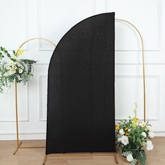 6 ft x 3 ft Matte BLACK Fitted Spandex Half Moon Backdrop STAND COVER Party