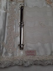 White Lace Satin Cloth Beaded Padded Wedding Photo Album Handmade VTG 15/10