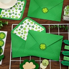 50 Pcs St. Patrick’s Day Invitation Envelopes Greeting Card Envelope Green Shamr
