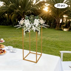 Gold 20 PCS Geometric Flower Stand For Wedding, Flower Stand 9.45*9.45*23.62 in