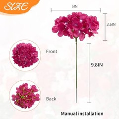 80 PCS Full Hydrangea Flowers Fuchsia Silk Hydrangea Small 80pcs Fuchcia