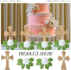 16 Sets Wooden Crosses for Crafts Baptism Centerpieces for Tables Standing Wo…