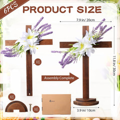 6 Pcs 1 Pcs 11.8 Inch Wooden Cross Table Decoration Church Wedding Standing Pine