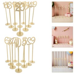 20Pcs Elegant Wooden Table Number Signs for Party Wedding Reception Golden
