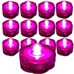 12 PINK Led SUBMERSIBLE Waterproof Floral Decor Wedding centerpiece Tea Light