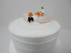 Pekin Duck Cake Top Bride Groom Love Bird Wedding Engagement Carved Wood Statue