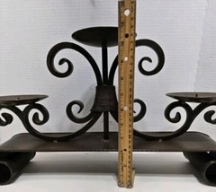 Wrought Iron 3 Large Candle Holder with Swirls (20x4x11 inches)
