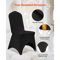 VEVOR 50 PCS Black Chair Covers Polyester Spandex Stretch Wedding Party Banquet