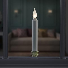 LED Battery Operated Window Candles with Timer, Bright Hot Spot, VT Pewter