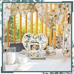 Wedding Guest Book Alternative with 100 Wood Hearts, Drop Box Pen 13.5 x 13.5…