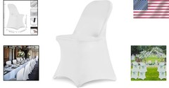 Universal White Spandex Chair Covers 50PCS – Perfect for Weddings & Banquets