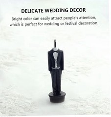 4 pieces Bride and Groom Wedding Figurine Set Black White Romantic Cake Topper
