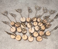 Rustic Wood & Metal Heart Place Card Holders for Wedding Tables, Matte Finish