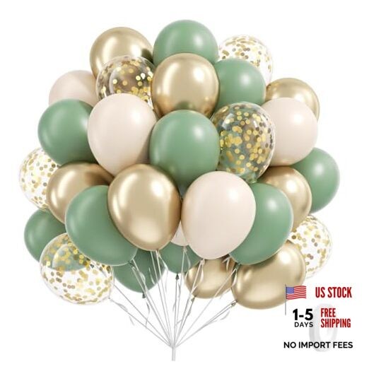 Sage green Balloons, 60pcs 12inch Sage green Sand White Green Sand White