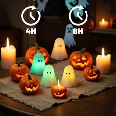 Halloween Flameless Candles Color Changing with Remote Timer, Real Wax