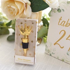 4″ Gold Crown Metal Wine Bottle Stopper Clear Gift Box Wedding Favor Party Event