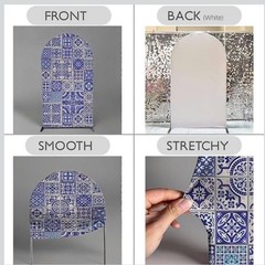 Mediterranean Blue Patchwork Tile Arch Cover Backdrop 3.3 Ft X 6.5 Ft Spandex